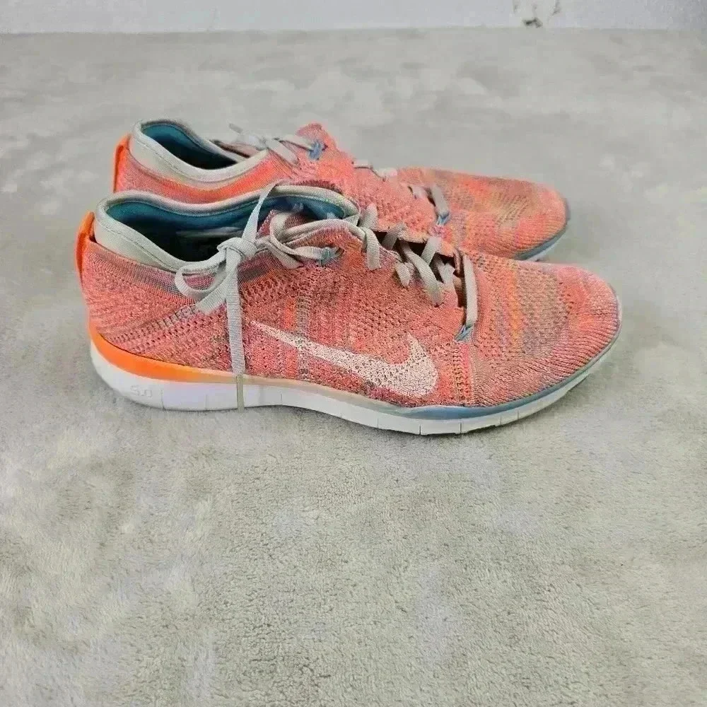 Nike Women’s Free TR Flyknit Sneakers Blue/Orange 718785 803 Size 8 No Insloes